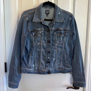 Distressed Jean Jacket with Stretch EUC